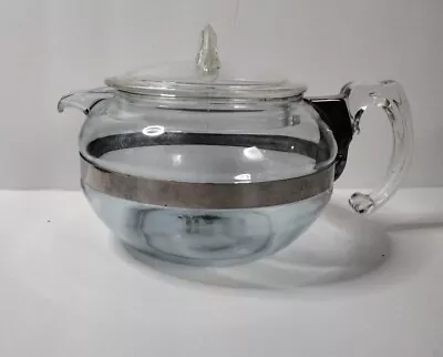 Vintage Pyrex Teapot Flameware glass pot Lid Pyrexware Made in USA 6 cup 30 ozs - Image 1 of 4