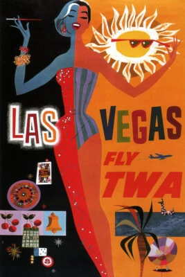 Las Vegas Fly TWA Retro Travel Cool Wall Decor Art Print Poster 12x18 - Image 1 of 3