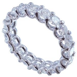 SET PUNZONE ANNIVERSARIO FASCIA ETERNITY MOISSANITES TAGLIO TONDO ORO BIANCO 14K 4.00CTW - Foto 1 di 6