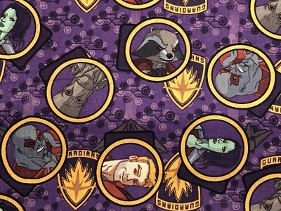 MARVEL GUARDIANES DE LA GALAXIA Tela CEA Algodón Púrpura 18x21 Cuarto Graso Foto 1 de 3