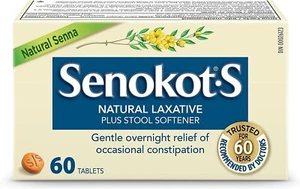 3PACK Senokot•S Natural Senna Laxative Plus Stool Softener, 60 Count Exp 2025+ - Picture 1 of 2