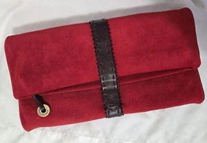 Couture Italy DONALD J PLINER Medium Red Suede Clutch - Picture 1 of 7