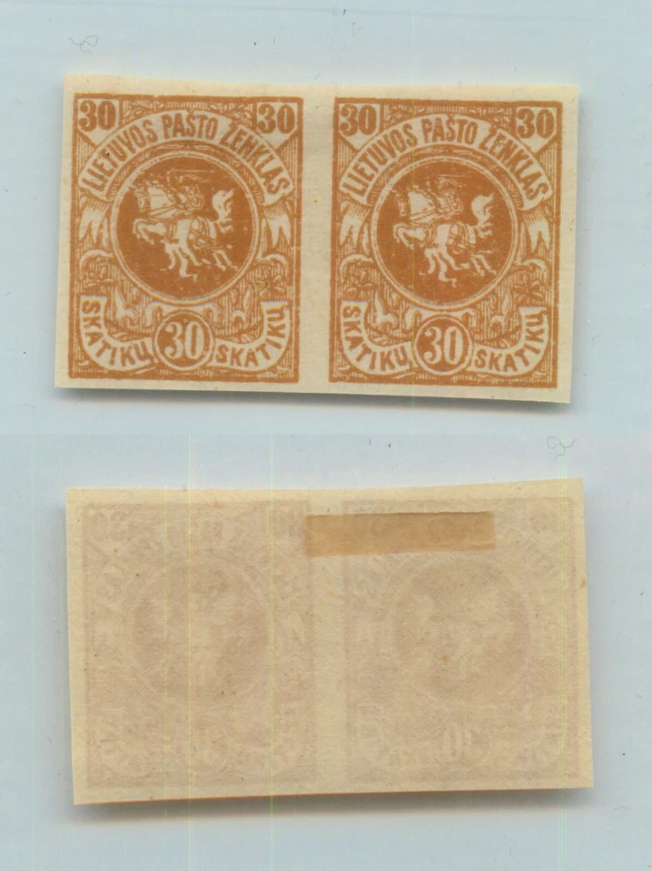 Lituania 1919 SC 53 como nuevo imperfecto par horizontal. g1463 Foto 1 de 1