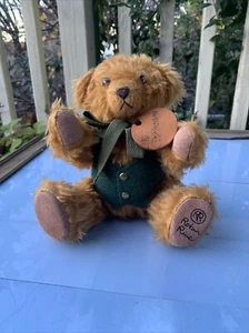 Robyn Rive Vintage Winston Teddy Bear Green Waistcoat Jointed Legs And Arms - Picture 1 of 20