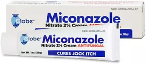 Globe Miconazole Nitrate 2% Antifungal Cream Cures Most Athletes Foot, 1 OZ Tube - Picture 1 of 9