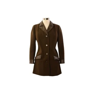 Butte Knit Chocolate Brown Wool & Leather Trim Jacket 70s Vintage Womens M/L - Picture 1 of 6