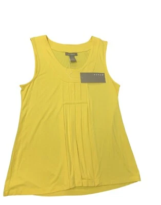 Blusa sin mangas Kenar amarilla plisada frontal sin mangas cuello redondo pequeña nueva Foto 1 de 4