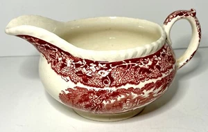 Masons Ironstone Vista Pink Transferware Gravy Boat Vintage England Red - Picture 1 of 6