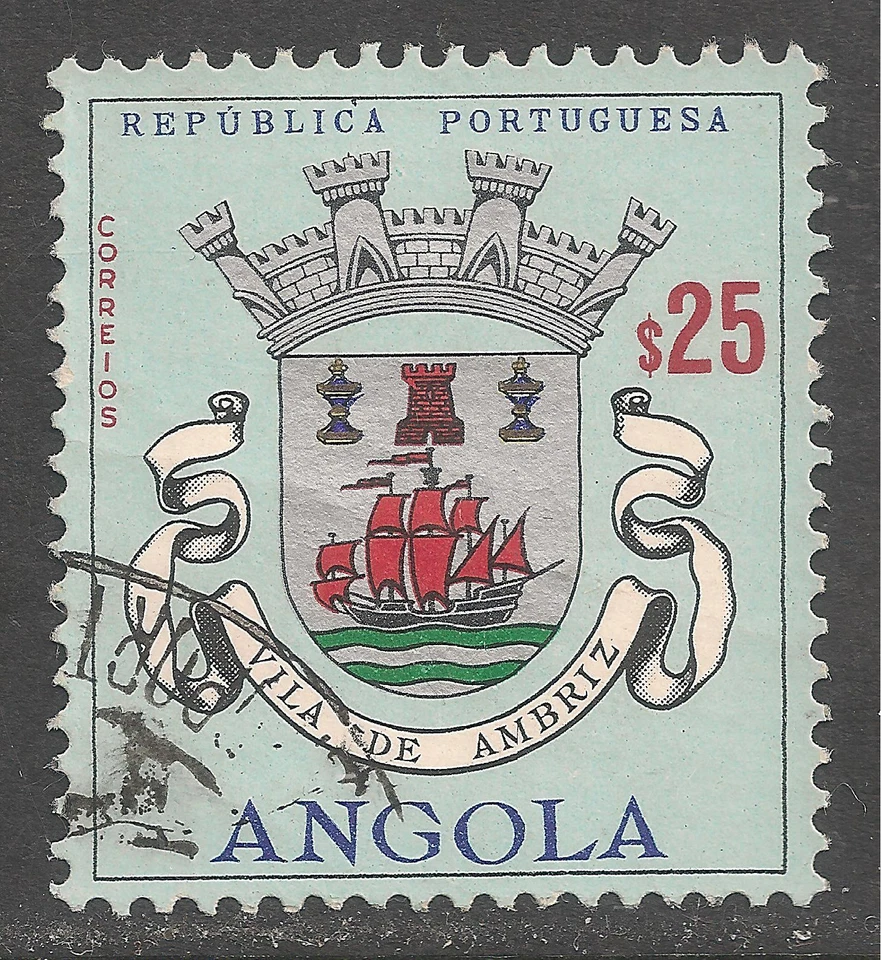 Angola #452 (A58) VF USED - 1963 25c Arms of Ambriz - Coat of Arms - Image 1 of 1