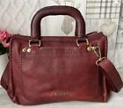Ted Baker Stab Stitch Oxblood Leather Satchel Cross Body Bag