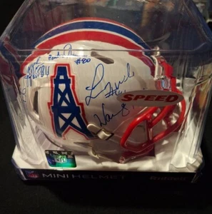 RUN-N-SHOOT Moon-Duncan-Givins-Jeffires-White signed OILERS Mini Helmet - BAS W - Picture 1 of 4