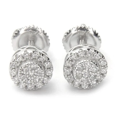 Brincos redondos gelados tom prata ouro parafuso traseiro Bling BE 11617 - Imagem 1 de 2