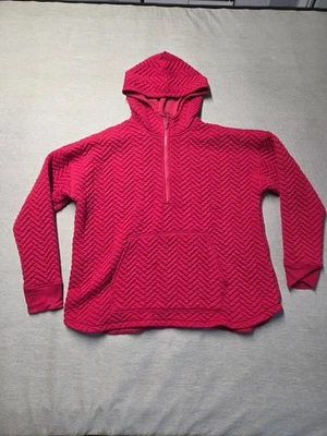 IDEOLOGY Quilted Hoodie Sz 2X Women Red Pullover Kangaroo Pocket Half Zip Shirt - Image 1 of 4