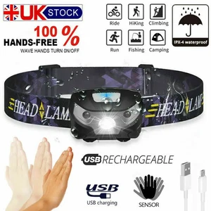 1/2X Super Bright Waterproof Head Torch Headlight LED USB Rechargeable Headlamp  - Picture 1 of 13