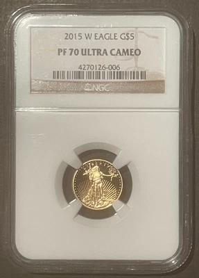 2015-W American Eagle $5 GOLD NGC PF70 DCAM PROOF Coin 1/10 Oz. : 10168 - Image 1 of 2