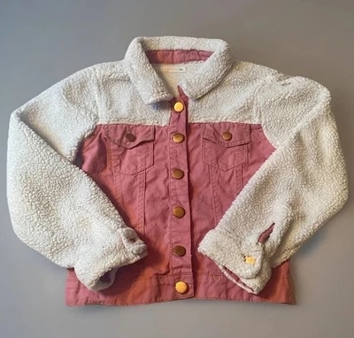 Chaqueta Abrigo Imitación Piel de Oveja Young Hearts Niñas 10 Rosa Sherpa Denim Foto 1 de 4