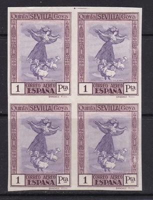 España - 1930  - Edifil  526s - 1p castaño violaceo - Bloque 4 -Sin Dentar - MNG - Imagen 1 de 2