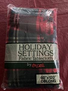 Tovaglia oblunga vintage impostazioni vacanze eccellente 60x120 plaid retrò nuova - Foto 1 di 4