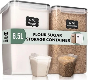 2 PC [6.5L / 220 Oz] Large Food Storage Containers with Lids Airtight - BPA F... - Picture 1 of 9