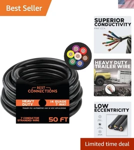 7 Way Trailer Wire 50 Feet – Heavy Duty 14 Gauge 7 Conductor Insulated Cable ... - Foto 1 di 10