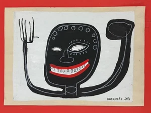 Jean-Michel Basquiat (Handmade) Mixed Media on Paper Painting signed and stamped - Picture 1 of 2