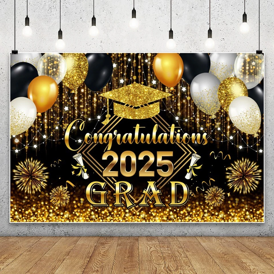 Felicidades Clase de 2025 Telón de fondo Banner Graduación Graduación Fiesta Fondo Decoración Foto 1 de 4