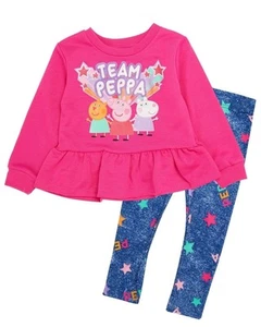 Peppa Pig Toddler Baby Girls Long Sleeve Shirt & Leggings Set (Pink/Navy, 4T) - Picture 1 of 6