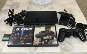 Sony PlayStation 2 Slim PS2 SCPH-77001 Black Console Bundle X-Men Dimension - Picture 1 of 8