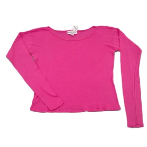 Girls Top Pink Plain Basic Long Sleeve Round Neck Shirt Stretch School Dance Tee - Picture 1 of 15