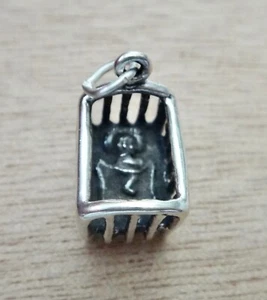 14x20mm 3D Baby's Crib Baby in a Crib with Blanket Bed Sterling Silver Charm - Picture 1 of 10