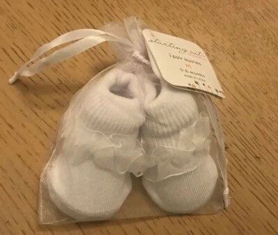 Starting out accessories baby booties/socks baptism  size 0-6 months New! - Image 1 of 4