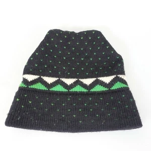 KNITS by HART USA Men's Black Green Ski Hat OS Beanie 100% Wool Winter Cozy - Picture 1 of 9