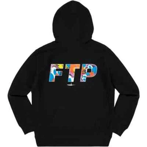 FTP SLAWN Logo Black Hooded Pullover Hoodie Size Large Men's Streetwear - Picture 1 of 4