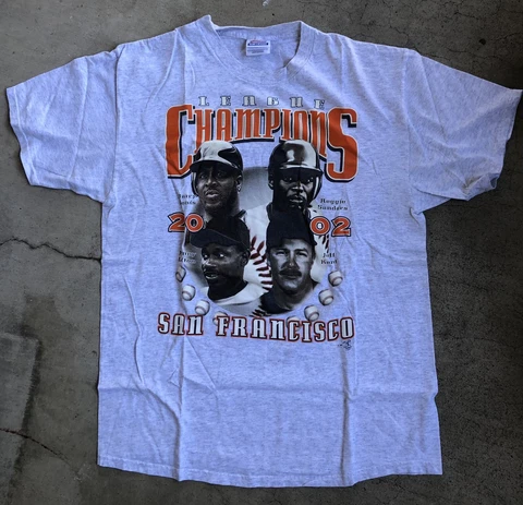 Vintage VTG 2002 San Francisco SF Giants League Champion T-Shirt Mens L Bonds Cover