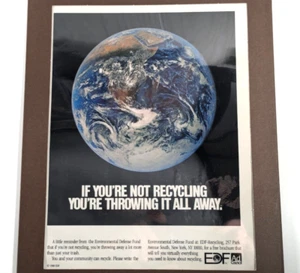 Vintage 1988 EDF Recycling Ad 9.5x12 Framed Earth Day Eco Decor Gift Wall Hang - Picture 1 of 8