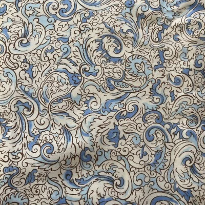 Connecting Threads Fabric-Golden Age - Cotton - filigree scroll blue - 1.25 yd - Image 1 of 3