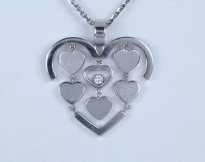 Chopard 18K White Gold Multi Heart Happy Floating Diamond Love Pendant Necklace - Picture 1 of 9