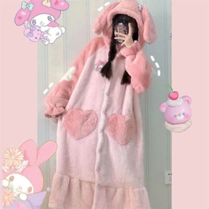 My Melody Cartoon Sleepwear Nightdress Girls Nightgown Thickened Hooded Pajamas - Picture 1 of 8