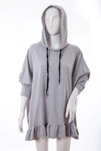 CLEARANCE Italian Lagenlook TOP LOUNGEWEAR HOODIE Oversized 66" Frilled Hem - Picture 1 of 27
