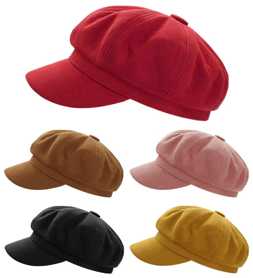 MARKENLOS Damen Ballonmütze Schirmmütze Kappe mit Schirm Barett Mütze Einfarbig