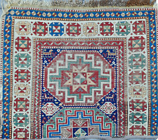 Antique Rug, Fragment rug, primitive rug, hand knotted rug, square Rug,kilim rug