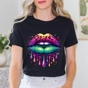 Womens Mardi Gras Outfit Costume Men Women Mardi Gras Lips T-shirt - Picture 1 of 18