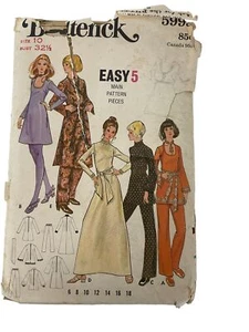 Pantalone vestito Butterick modello cucito 5993 manca taglia 10 TAGLIO PARZIALE - Foto 1 di 2