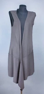 SARAH PACINI Womens Cardigan Sleeveless Open Front Cape Brown Cotton One Size - Picture 1 of 11