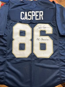 Dave Casper Signed Notre Dame Custom Blue Jersey All American Insc BECKETT COA - Picture 1 of 2
