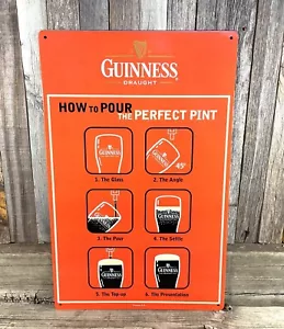 Guinness Beer How to Pour Metal Tin Sign Retro Vintage Style Garage Man Cave New - Picture 1 of 3
