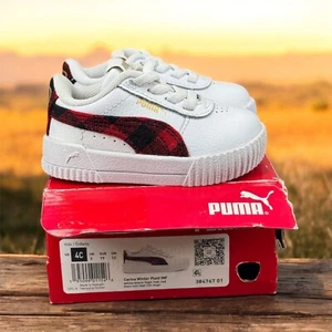 Puma Carina Winter Plaid Platform Toddler Girls White Sneakers Kids Shoe Size 4c - Picture 1 of 10