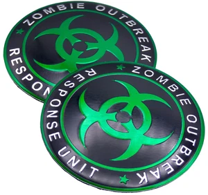 2x Zombie Outbreak Decal Sticker Emblem Auto, Car, Truck Metal Dome Shape 2.20" - Bild 1 von 7