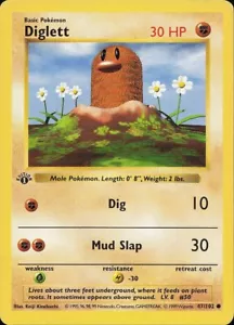 1st Edition Diglett - 47/102 Base Set Excellent - Pokemon Card - Picture 1 of 2