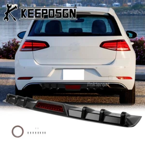 For VW Golf MK6 GTI Rear Bumper Diffuser Splitter Reflective Strip Tail Light BK - Picture 1 of 12